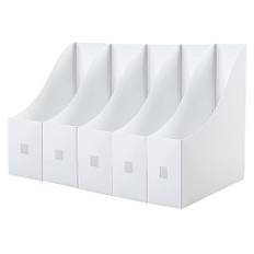 Fayemint 5 stycken ståsamlare, vit tidskriftssamlare, för skrivbord, arkiv och förvaring