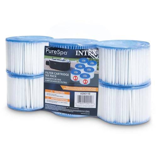 Intex 29011E Typ S1 PureSpa Easy Set Pool Spa Hot Tub filterersättningspatroner (6 filter), blå och vit