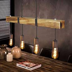 GBLY Vintage pendellampa trä matbord retro hängande lampa med 80 cm träbalkar 4 x E27 max. 25 watt hängande lampa industriell pendellampa för matsal kök vardagsrum bar restaurang