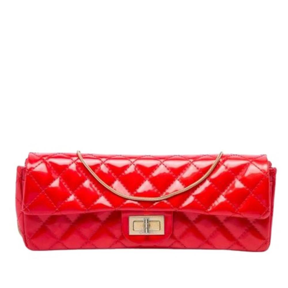Chanel Vintage Pre-owned Quilted Patent Leather Flap Clutch - Vintage - Dame - Rød - ONE SIZE - Uld