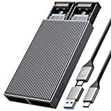 ORICO M.2 NVMe SSD-hölje med två platser, USB C till M2-adapter för M Key PCIe 2230/224/2260/2280 M.2 SSD:er, verktygsfri installation, aluminium, M.2 externt hölje med stöd för trim och UASP, upp till 2 x 4TB-BM2-2N