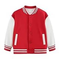 OBiQuzz Flickdräkt, rock, vår och höst, vinter, nya barn, plus fleece, baseballkläder, babykofta, liten, medium, tjock, barntopp, herrkläder, modern, röd, 12-13 år