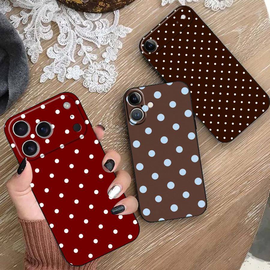 Retro Polka Dots Funda Phone Cover Phone Case for Apple iPhone 17 Pro Max 14 Air 16 XR XS MAX 12 15 Pro 7 8 17e 11 13