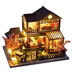 CUTEBEE Dollhouse Miniature with Furniture, Idea DIY Wooden Dollhouse Kit, 1:36 Scale Creative Space (Japanese Garden House）