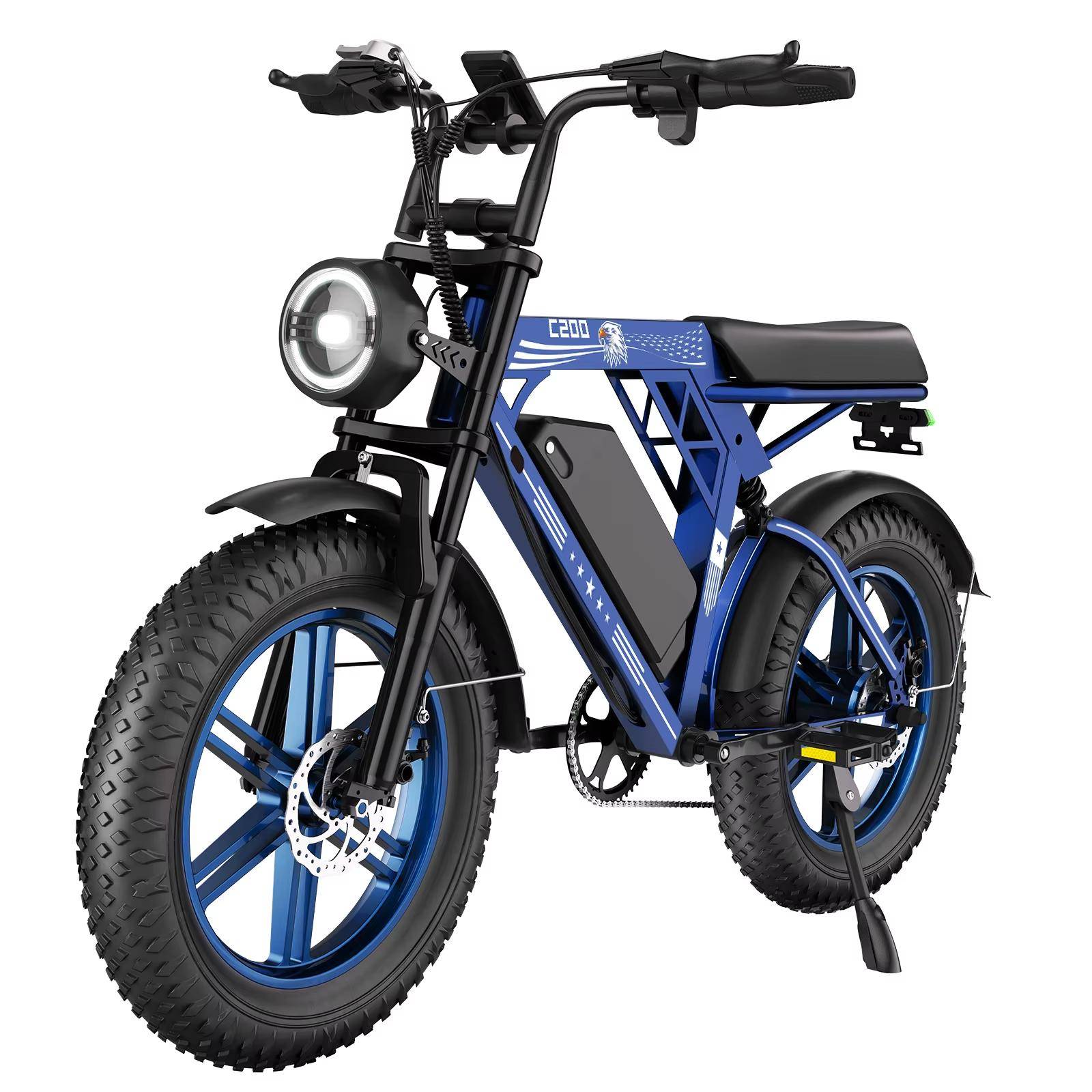 HiQiS Elcykel C200 48V 17,5AH Batteri Max Räckvidd 90KM 1000W Motor 25km/h Hastighet 20tums Feta Däck Terräng E-cykel grön