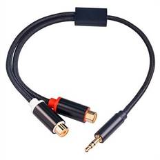 3687 3,5 mm hane till 2 RCA hona stereoljudkabel AUX-adapter för datorhögtalare