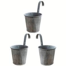 TEMU 3pcs Hanging Bucket Small Hook Flower Pot, Curved Hook Bucket Retro Tin Bucket, Balcony Wall Hanging Flower Pot With Handle Suitable For Garden, Kitchen And Home Decoration