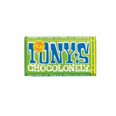 Tony's Chocolonely Fairtrade dark chocolate with at least 51% cacoa solids and almonds and seasalt. Made in Belgium. 240g