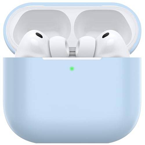 Nemteur Case for Airpods Pro 3, Slim Silicone Protective Case for Air Pods Pro 3 2025 (USB-C) Skin Front LED Visible Silicone Case, Light Blue