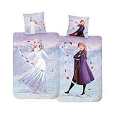 MTOnlinehandel sängkläder 135 x 200, barnsängkläder Anna & ELSA, sängkläder för flickor, 100 % bomull, 1 x örngott 80 x 80 påslakan 135 x 200, dragkedja (frozen)