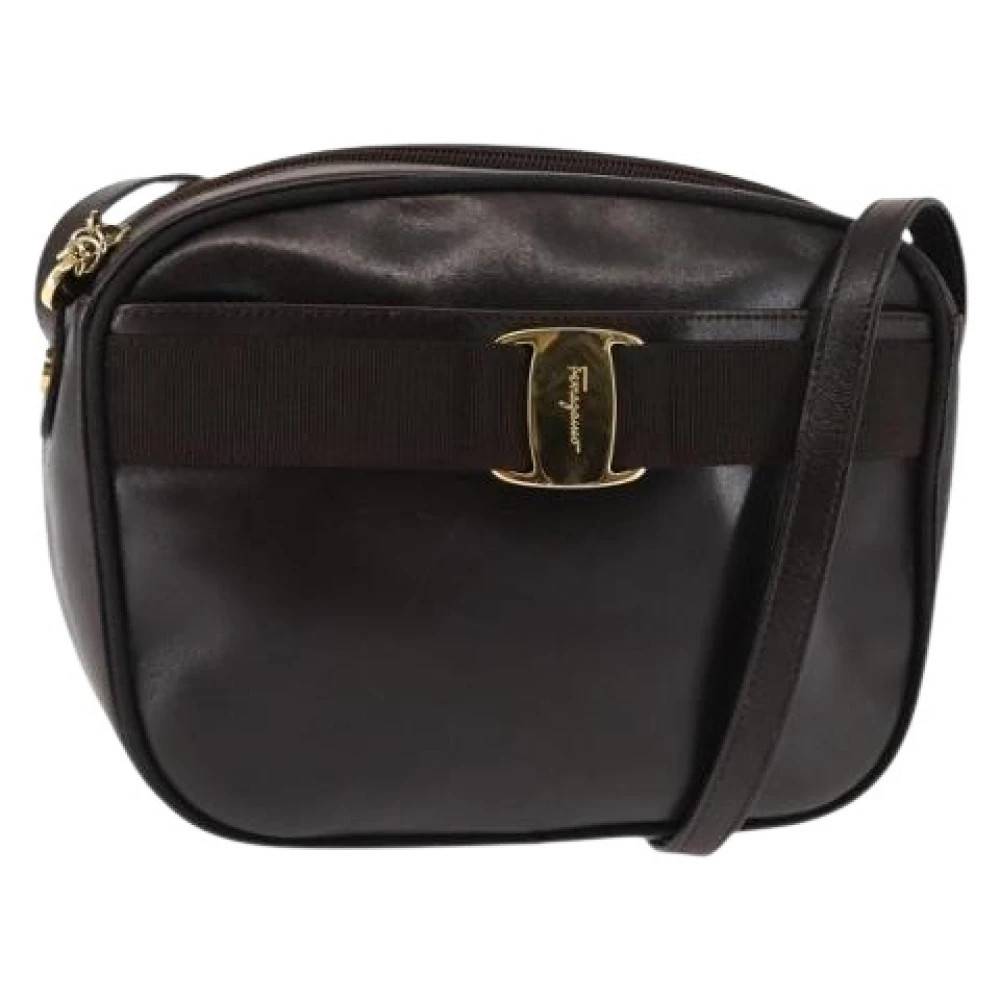 Salvatore Ferragamo Pre-owned Pre-owned Læder Crossbody Taske - Vintage - Dame - Brun - ONE SIZE - Læder
