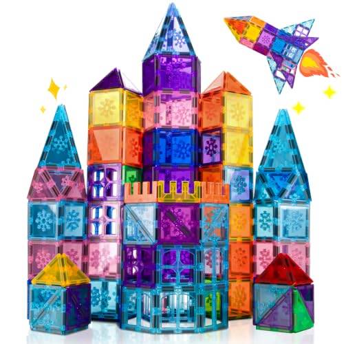 Xekel Magnetische Bausteine 100 Teile, Magnetbausteine Kinder mit starker Magnete Kinder, Magnetsteine & Magnetfliesen – Kreatives Lernspielzeug für Kinder ab 3 Jahren
