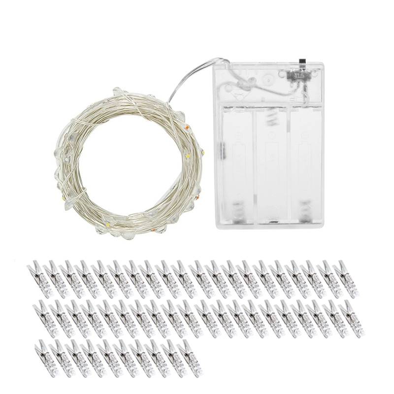 2m/5m/10m fotoklämma usb led ljusslingor fairy lights utomhus krans batteridriven juldekoration fest bröllopslampa - 10m 100 lysdioder / RGB