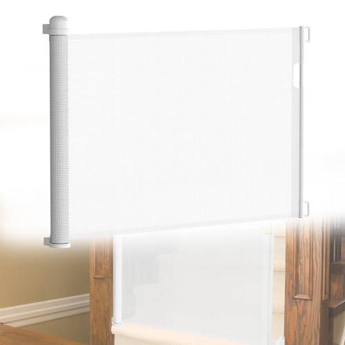 Hengmei trappgaller, dörrskyddsgaller, utdragbar 0–150 cm, hundbarriär, infällbar dörr- och trappgrind, för spädbarn och husdjur (vit, 150 cm)