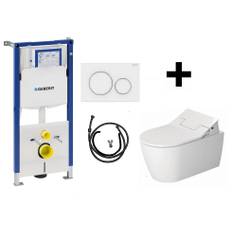 Duravit Dusch-WC KOMPLETTSET SensoWash Slim inkl. Geberit Montageelement und Betätigungsplatte, weiß