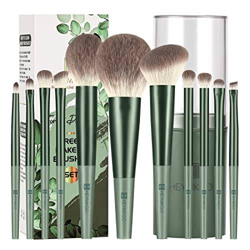 HEYMKGO sminkborstar 11 st syntetiska sminkborstset för foundation mix ansiktspulver rouge concealers ögonskuggor Mit Reiseetui och Geschenkbox
