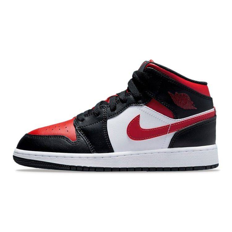 Air Jordan 1 Mid GS Svart Fire Red Barnskor Vit 554725-079 cm black