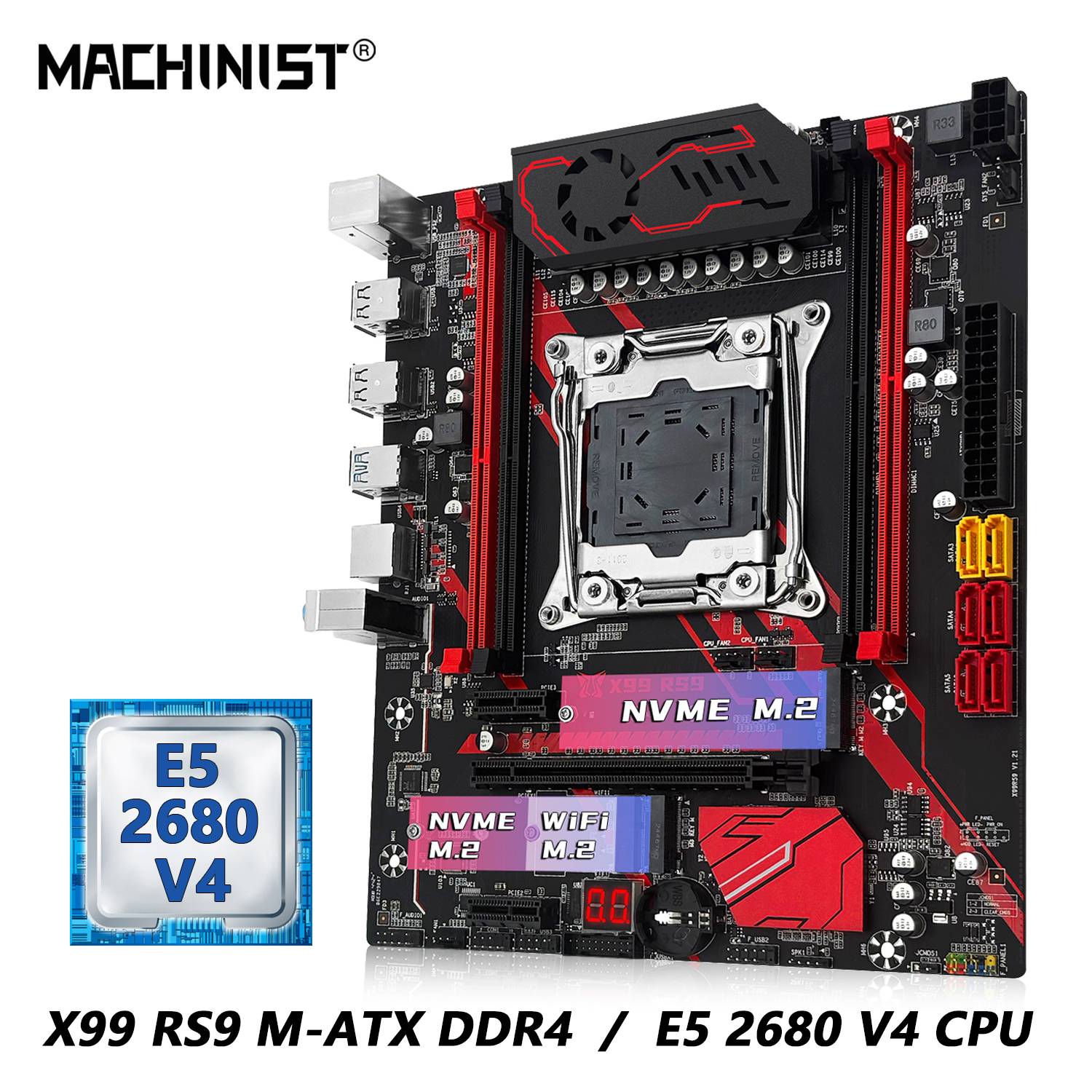 MACHINIST X99 RS9 Motherboard Kit With Xeon E5 2630 V4 / 2650 V4 / 2680 V4 CPU LGA 2011-3 Support DDR4 RAM Four Channels USB3.0