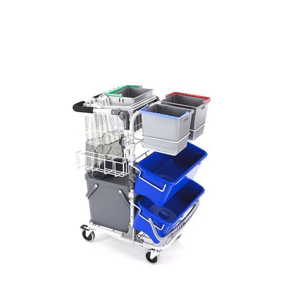 DIT Eco Basic, Mop-Box x2 / För-Fukt vagn, Universal Säckhållare, 3x 6L, m. Svart-Box 40L & tvättpåse