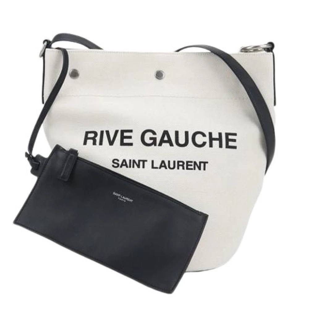 Saint Laurent Vintage Pre-owned Canvas Skuldertaske - Vintage - Dame - Hvid - ONE SIZE - Uld