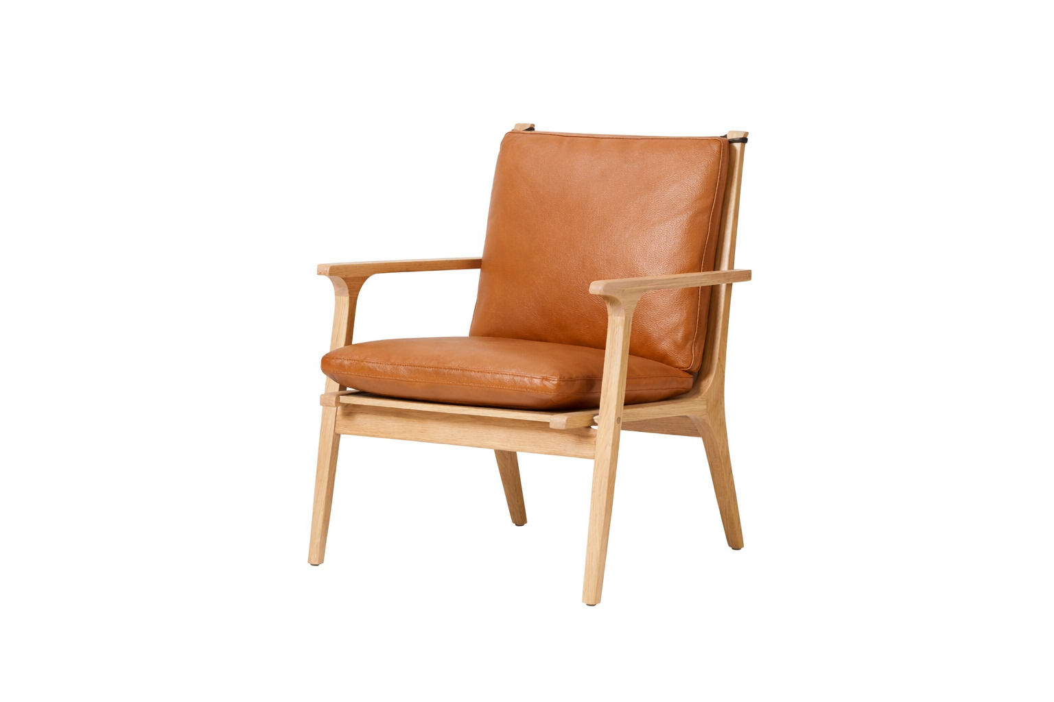 Rén loungestol, small, eg, hynder m. cognac læder - Jacobsen Plus