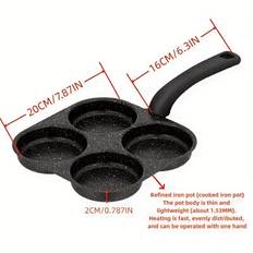 TEMU Guanhuang 1pc Cast Iron Egg Frying Pan, Pancake & Burger Pan For Gas & Electric Stoves, Multi-stove Design, Ideal Breakfast Kitchen Tool, Sleek , Pans For Cooking