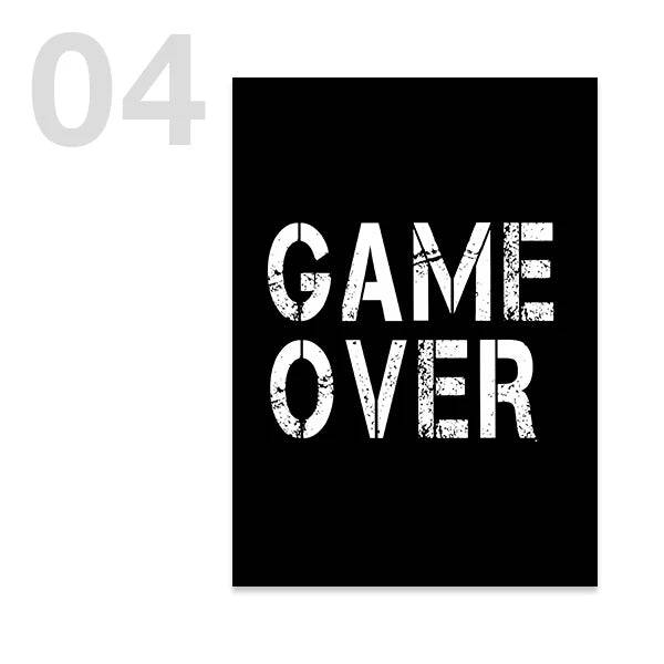 Poster med gamingmotiv i svartvitt - 4 / 21x30cm