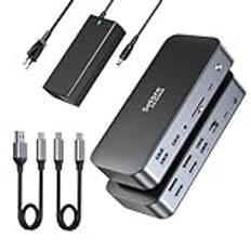 DisplayLink USB C dockningsstation dubbel skärm, universell USB C Dock 15 i 1 med 120 W strömförsörjning, 2 HDMI och 2 DisplayPort, 2,5 G Ethernet, USB 3.1/3.0/2.0, SD&Micro SD, 3,5 mm ljud, MST för