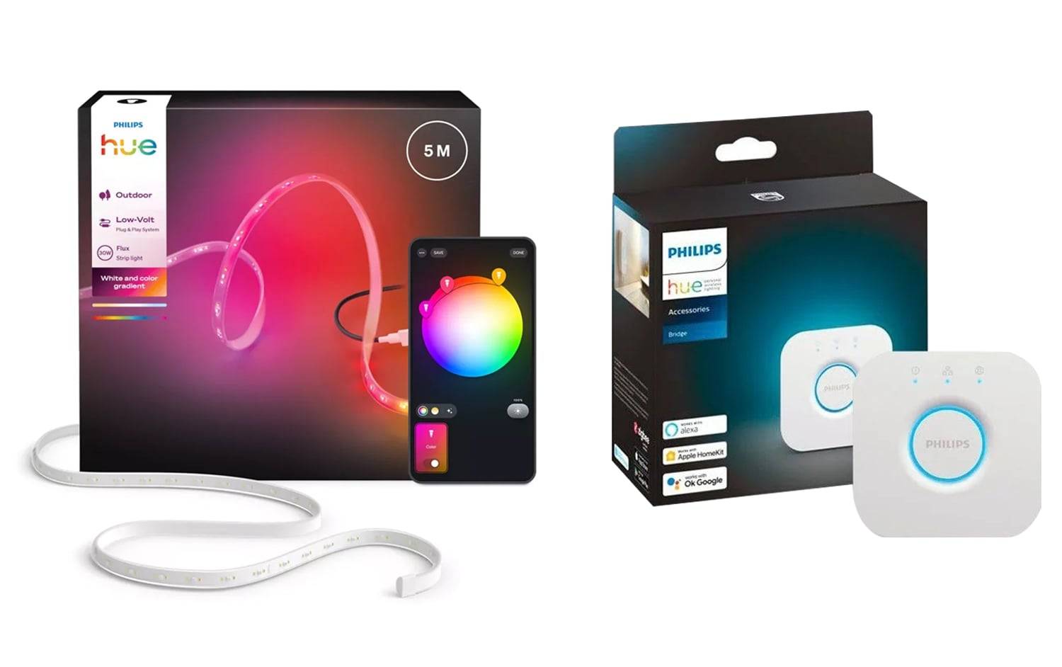 Philips Hue - Flux Outdoor Strip  5m + Hue Bridge 2.1 - Bundle