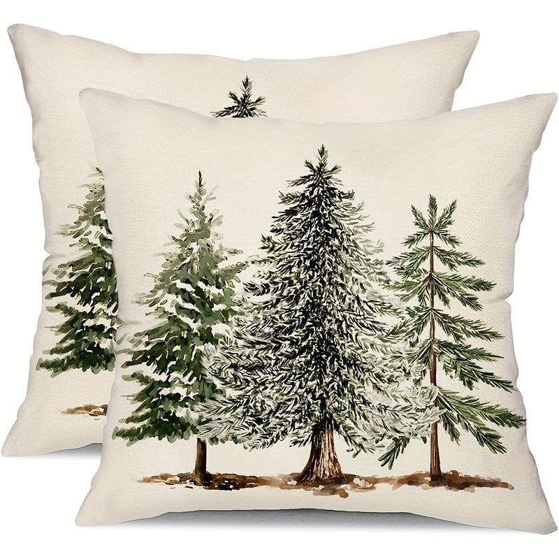 2pcs, Christmas Pillow Covers With Cedar Decorative White Throw Pillows For Winter Home Couch Decor