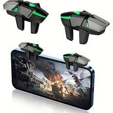 Gamepad med sex fingrar med högkänsliga knappar och riktningshjälp för mobilspel - kompatibel med IPhone, Android och IPad - Svart (En-Storlek,DY02+ mobil spelkontroll)