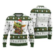 The Mandalorian och Grogu Baby Yoda Fult Jultröja 2024 God Jul Herrar Tröja Höst Vinter Star Wars Damtröja style 14 L