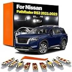 14st LED interiör Trunk registreringsskylt Karta Dome Light Bulbs Kit, för Nissan Pathfinder R53 2021 2022 2023 Biltillbehör