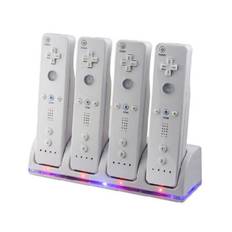 Wii Opladningsstativ Bluelight Ladestation til 4 kontroller - white