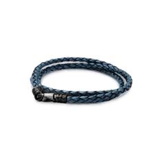 Nialaya, Accessories , Herre, Blå, L, Læder, Blåt Læderarmbånd med Vikle-design