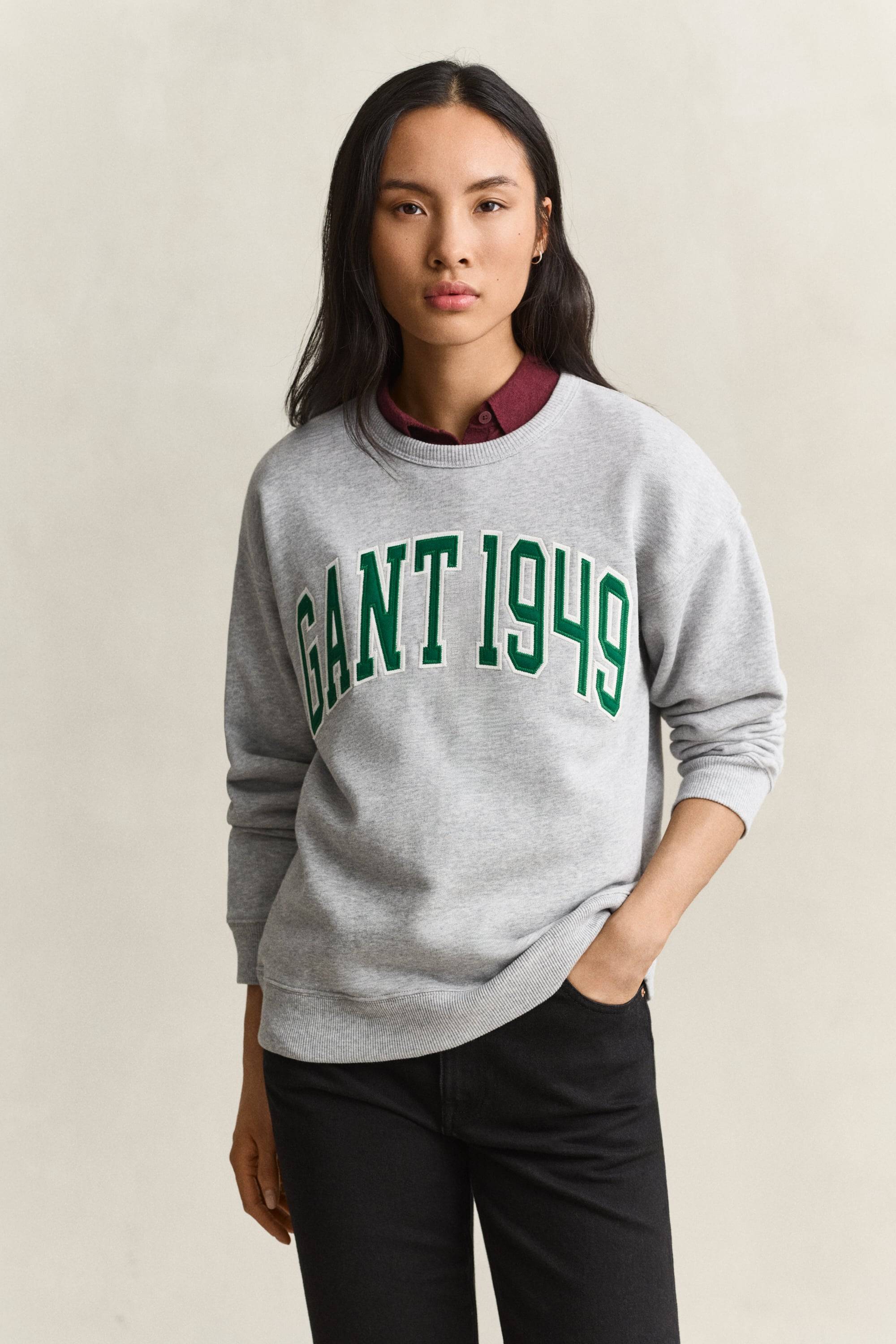 GANT Dam Graphic sweatshirt (XS) LIGHT Grå MELANGE