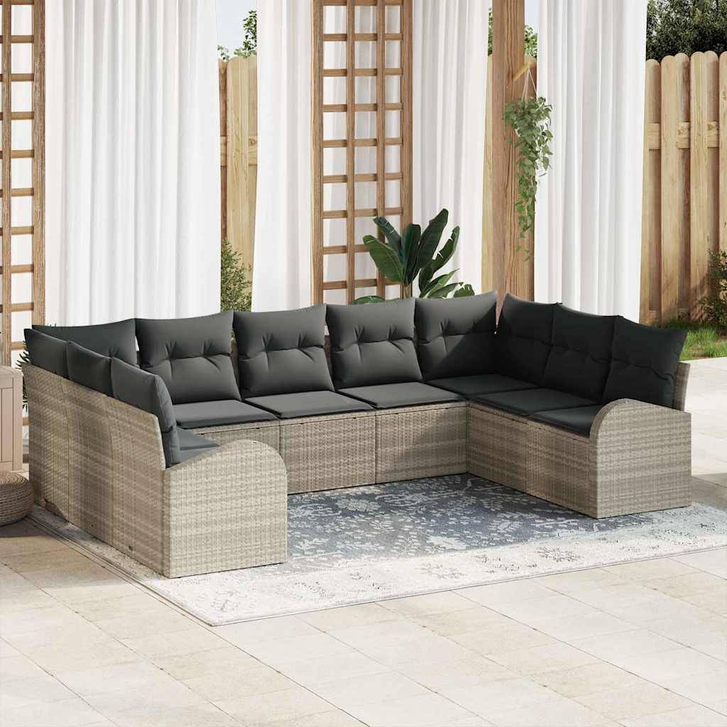 vidaXL Sofa Sæt med pude Lysegrå Poly Rattan