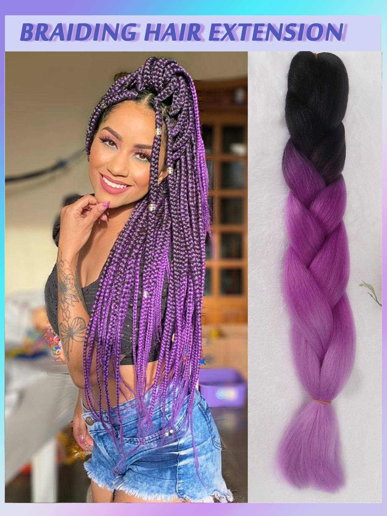 24 tum Syntetisk Ombre flätat hår för kvinnor DIY färgflätor