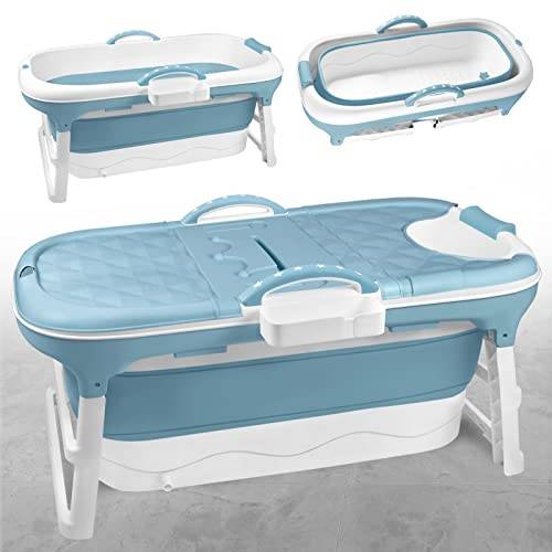 Naizy Vikbart Badkar 118x62x52 cm, Fällbart Badkar Utomhus Och Inomhus, Med Handtag För Vuxna Och Baby, PP+TPE Material, Mobilbadkar För Badrum Och SPA