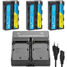 För sony np -f550 np f570 np f550 batteri för sony ccd -rv200 sc5 tr940 tr917 kamera cn -160 cn-216 cn-304 yn 300 vl600 led video - 3 batterier med laddare
