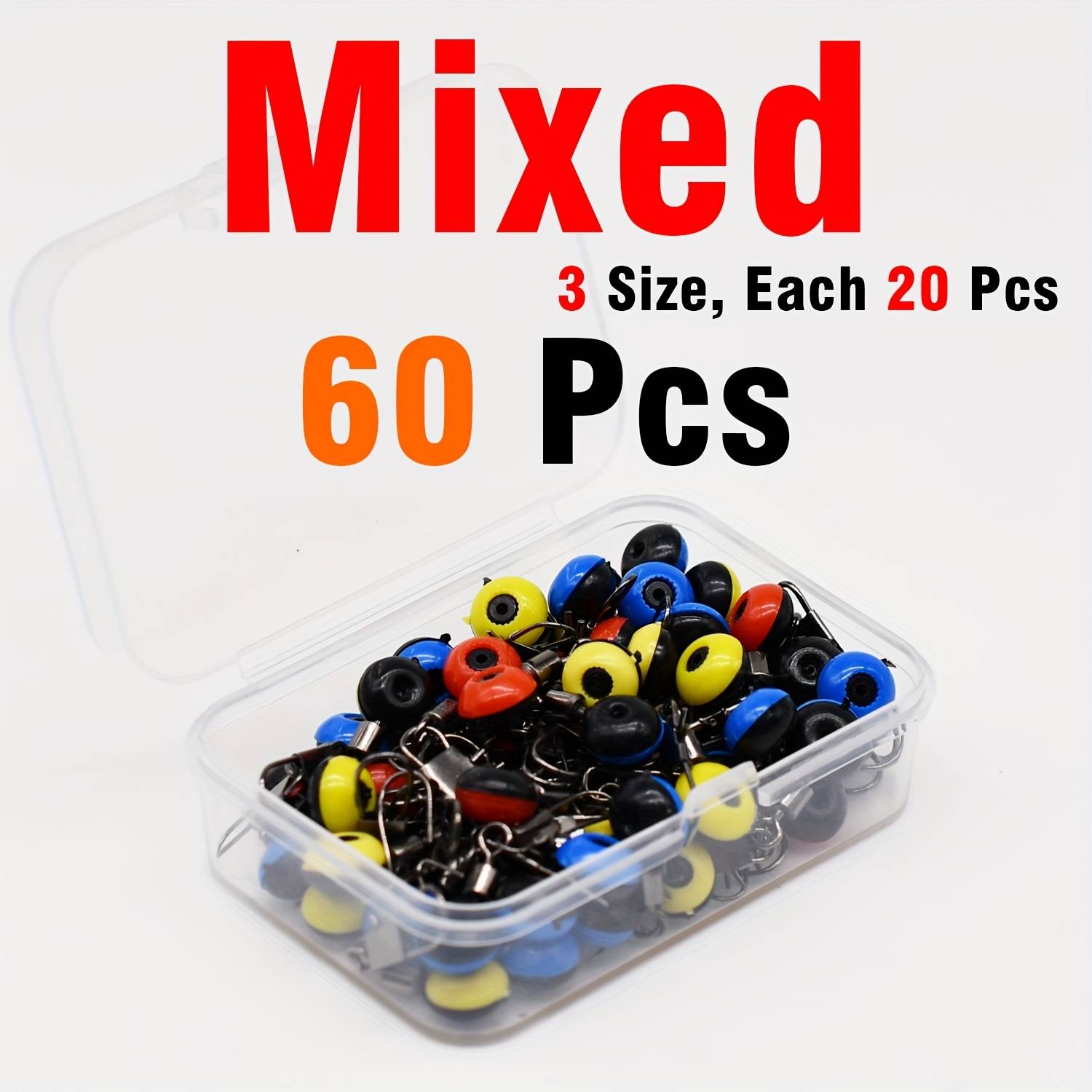 TEMU 60/100pcs Per Box Of Durable Fishing Floats With Rotating Rings, Suitable For Sea Fishing, Including Connectors For Spinning Floats And Fishing Gear Additions