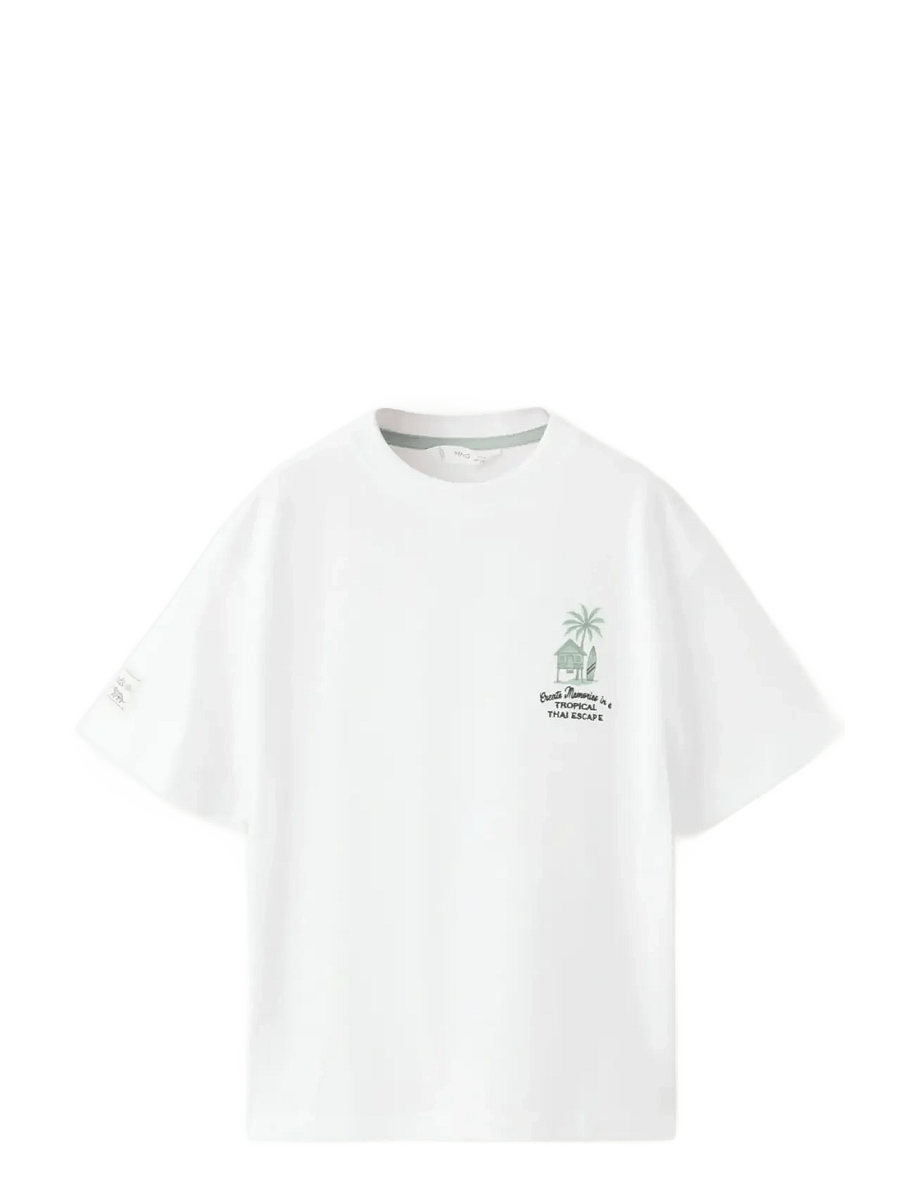 Mango Printed Cotton-Blend T-Shirt - White - 9-10