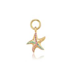 Hoop Charm Stella Marina - 18 kt. Forgyldt, med multifarvede zirkoner