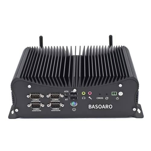 BASOARO Mini Industrial PC, Win 10 Mini Desktop PC Core i5 8250U, 16G RAM 512G SSD, Gigabit Ethernet, 6 COM-Portar, GPIO, 4K Dual Display, Dual Band WiFi, BT, Metal Case
