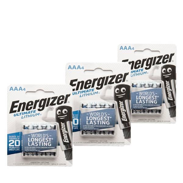 AAA-batteri Energizer Ultimate Lithium, 3 paket (12 st)