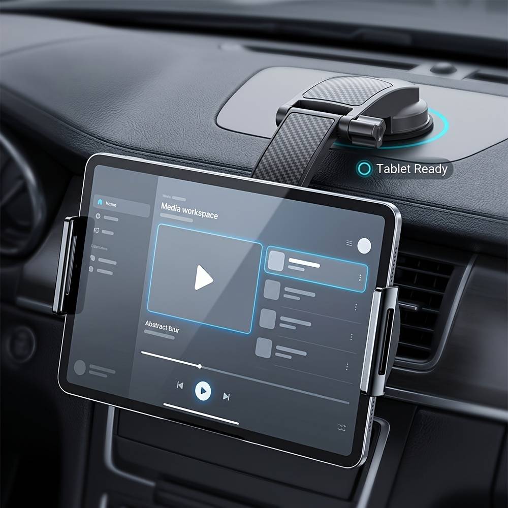 Car Tablet Holder Dashboard Mount, Universal Suction Cup Phone And Tablet Stand With Adjustable Arm, 210° Angle, Fits 4.7-13 Inch Devices For Car Navigation