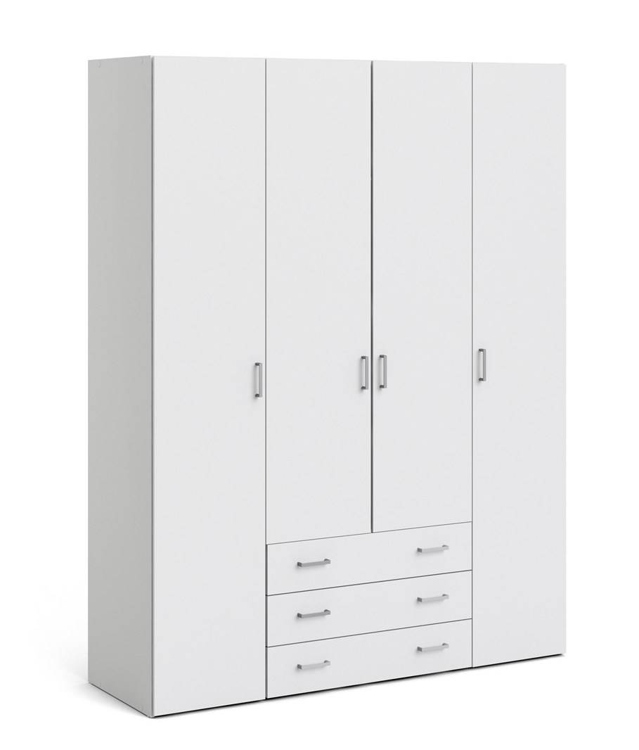 Saga 200 garderobeskab 154 cm bredt, 4 døre, 3 store skuffer og hele 10 hylder
