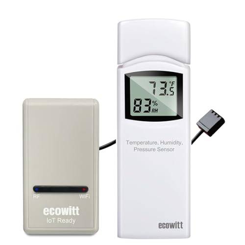 ECOWITT GW1204 WLAN-miniväderstation, IoT Gateway GW1200 + en fuktsensor med flera kanaler WN31 med LCD-skärm (sensorfrekvens 868 MHz, Gateway WLAN 2,4 GHz, WIFI 802.11b, g)