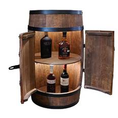 CREATIVE COOPER vinställ i trä med dörr med LED - alkoholskåp flaskställ i trä - träfat - fatmöbel - vinställ - vinfat - fatfat med dörr - minibar 80 cm hög (wenge)