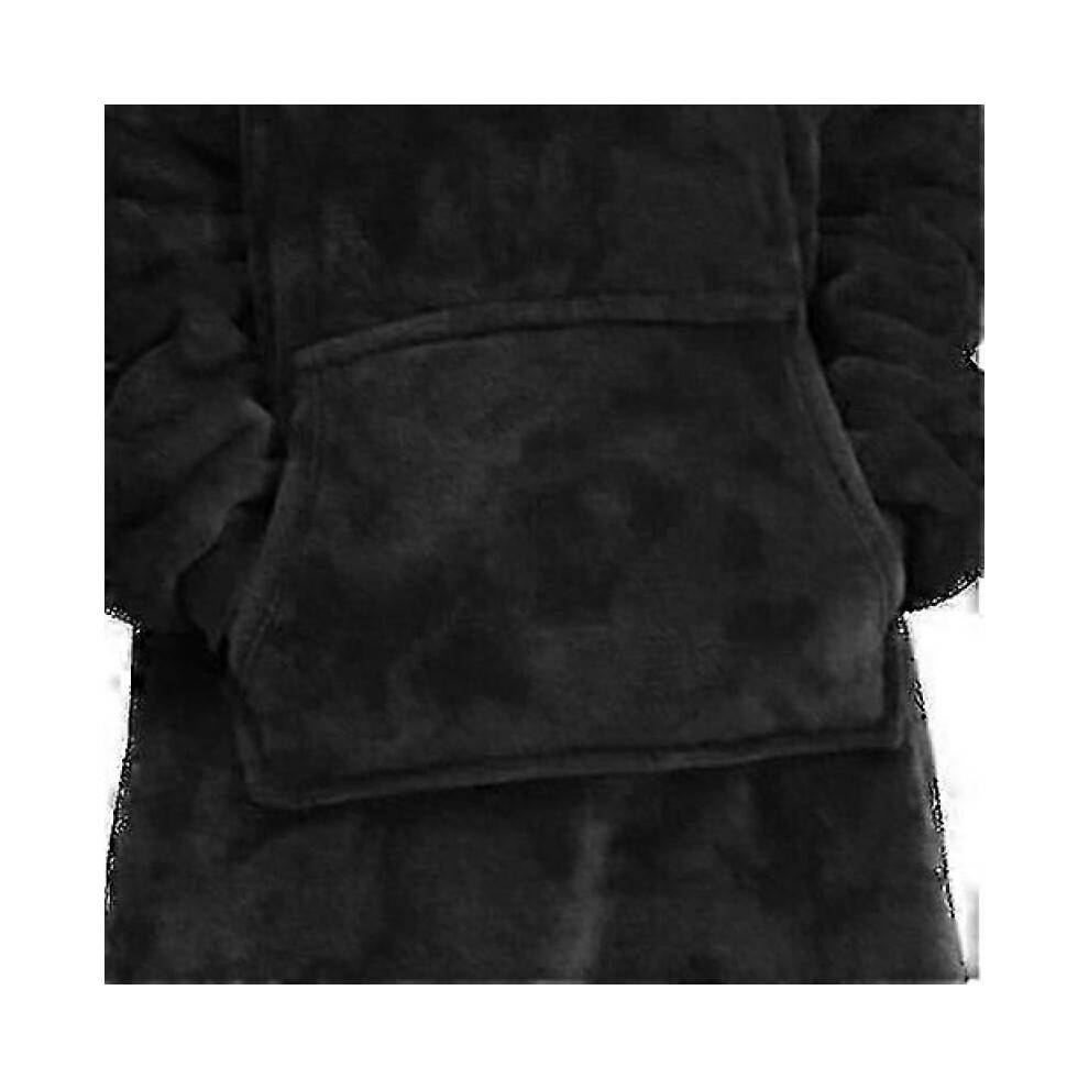 (Black 623) Oversized Blanket Hoodie Women Winter Hooded Wearable Family Tv Blanket With Sleeves Sherpa Fleece Sweat Plaid Hoody Sweatshirt